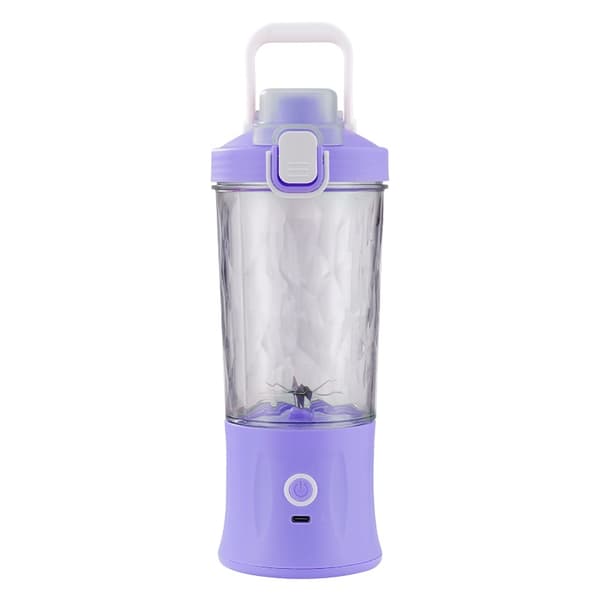 Bærbar USB-blender 600 ml genopladelig Type-C 6-bladet lilla