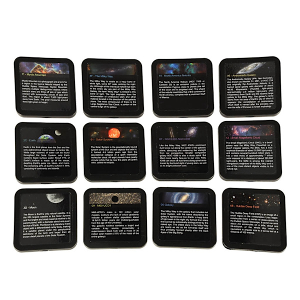 Stjernehimmel projektor LED med 12 rumskiver, USB, timer, rotation