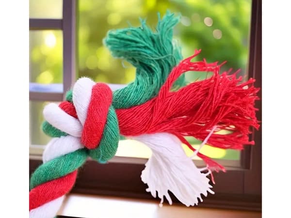 Hundelegetøjssæt jul 3 dele gummi/tov med pivelyd