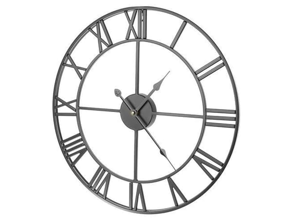 Vægur retro sort 47 cm romertal metal AA-batteri
