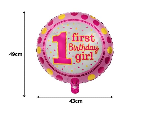 Foliopallo numero 1 First Birthday 45 cm, satunnainen väri, 1 kpl