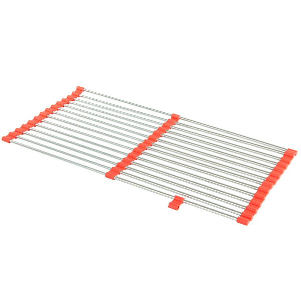 Rullbart diskställ över diskho 53,5x28,5 cm stål/silikon röd