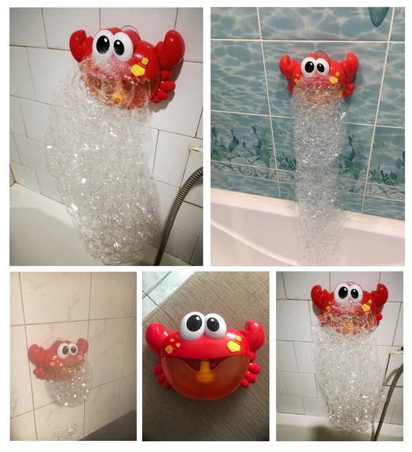 Boblemaskine badelegetøj krabbe med musik og sugekopper 3+ 23 cm