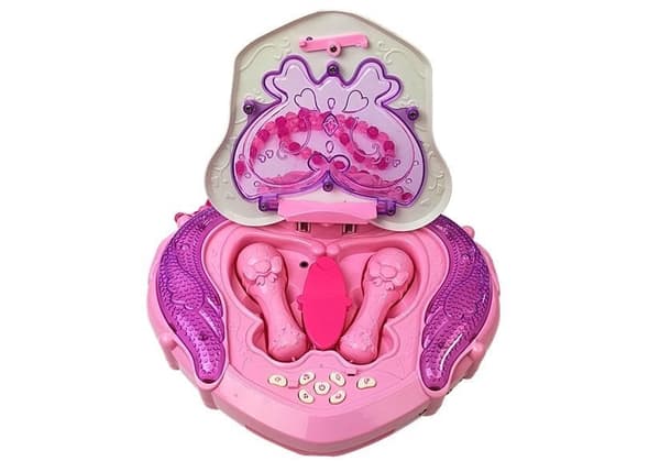 Karaoke-mikrofonsæt med stativ rosa, 2 mikrofoner, 80 cm, 3+ år