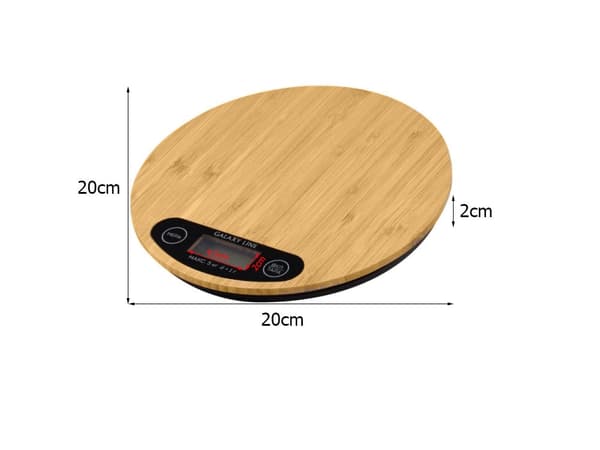 Köksvåg bambu 5 kg 1 g LCD-display 20x20 cm inkl 2x AA