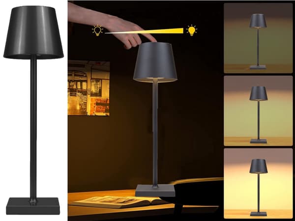 LED-pöytälamppu 3W kosketus, 3 valotilaa, musta, USB-C-kaapeli