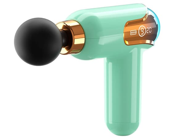 Massagepistol mini grøn 9 niveauer 4 massagehoveder USB-C 30 W