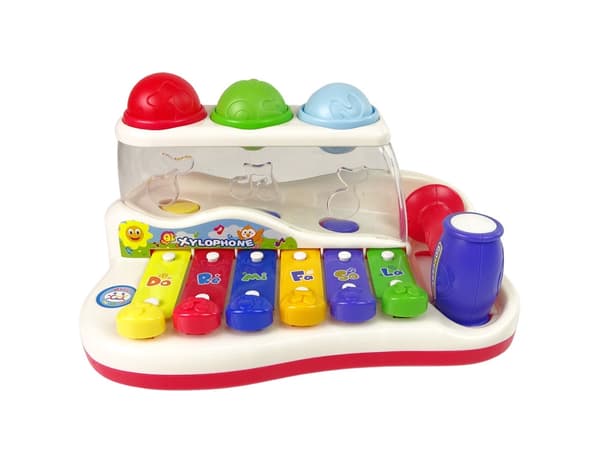 Dulcimer/xylofon legetøj 6 knapper med kølle og 3 bolde 18+ mdr