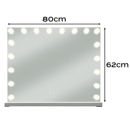 LED sminkspegel 80x62 cm med 18 LED, touchdimmer, 10x sugproppsspegel