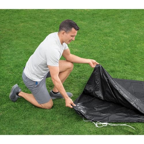 Poolöverdrag 305 cm för rampool, svart polyeten med dränering