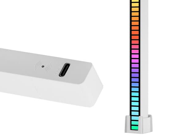 USB LED-lys RGB lydrespons 32 LED 18 tilstande genopladelig hvid