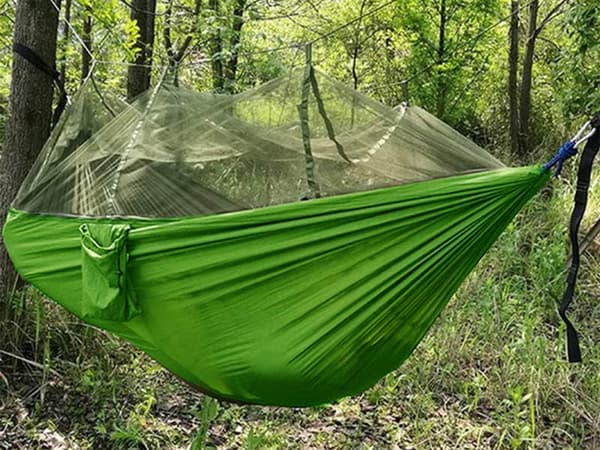 Riippumatto hyttysverkolla 250x140 cm, vihreä polyesteri, max 150 kg