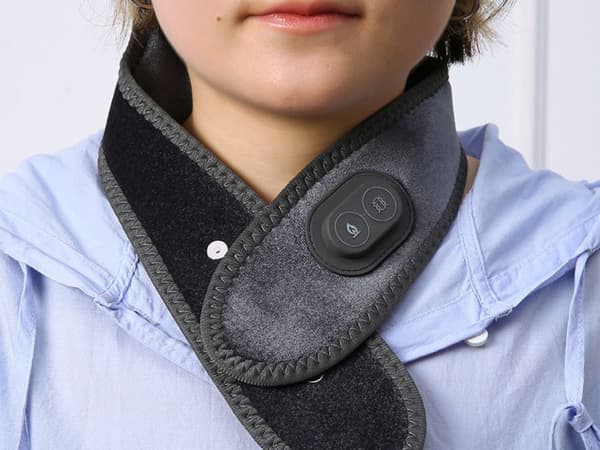 Niskahierontavyö lämmöllä ja värinällä, 3 asetusta, USB-C, harmaa/vaaleanpunainen