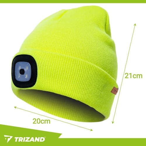 Vinterhue med USB-opladelig LED-lampe 3 tilstande unisex neon gul