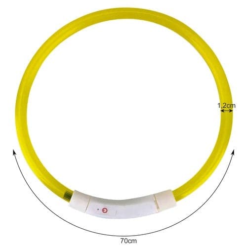 LED-halsband hund/katt USB-C laddbart justerbart 20-70 cm gul