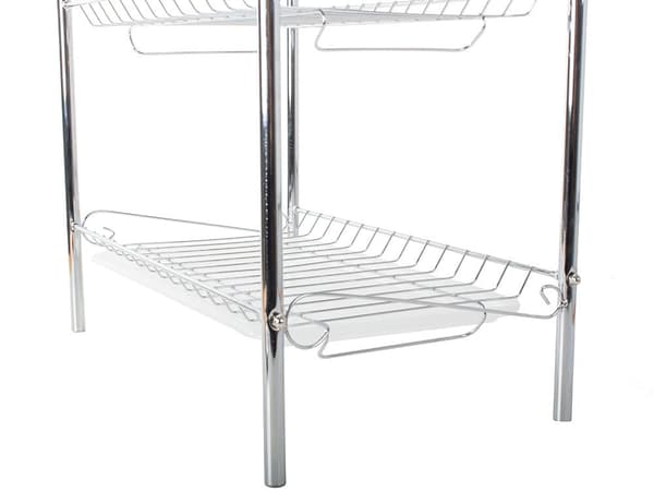 Diskställ 3 nivåer med droppbricka, metall/plast, silver, 56 cm