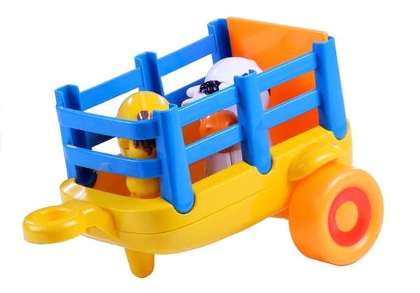 Legetraktor med anhænger og dyrefigurer, sæt 3 dele
