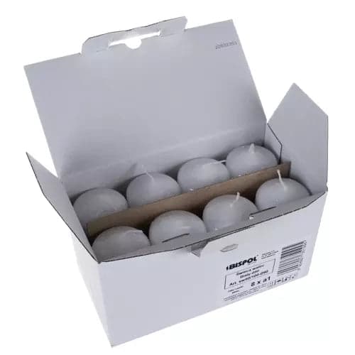 Cylinderljus vit 10x5 cm 20 h brinntid, 8-pack doftfria