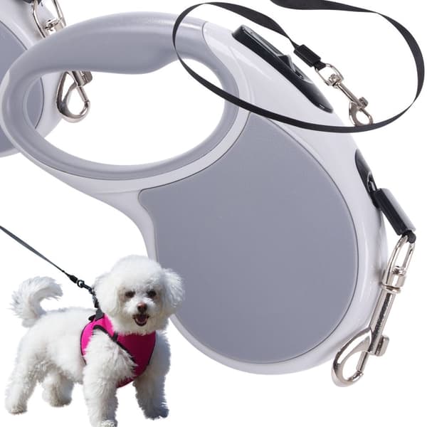 Automatisk hundesnor 5 m til hund op til 15 kg grå