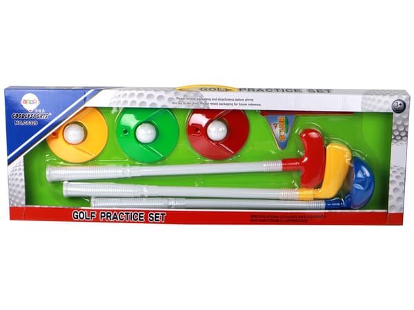Mini-golfset til børn 3+ med 3 køller, 3 bolde og 3 mål