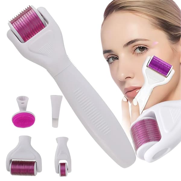 Derma roller microneedling 6-i-1 kit med udskiftelige hoveder