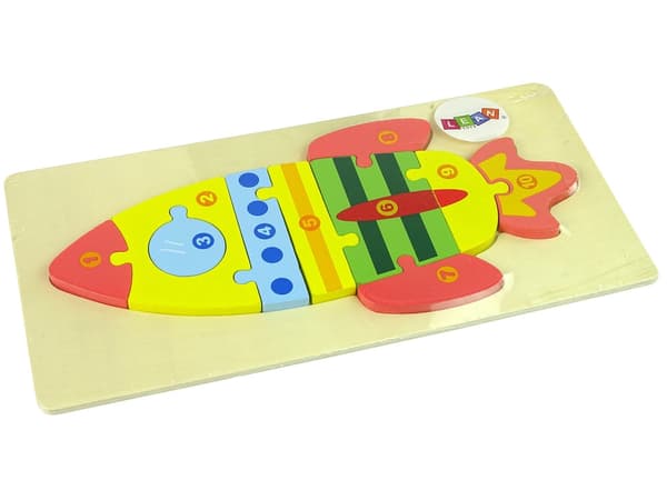 Puupalapeli raketti numeroilla 1-10, 28 cm, 3+ vuotta