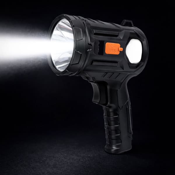 LED handhållen strålkastare 6 lägen USB/solpanel IPX4 1800 mAh