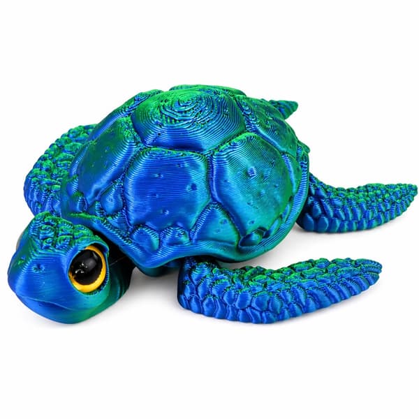 3D-skilpaddefigur dekoration blå-grøn glitrende 8x8x2,5 cm