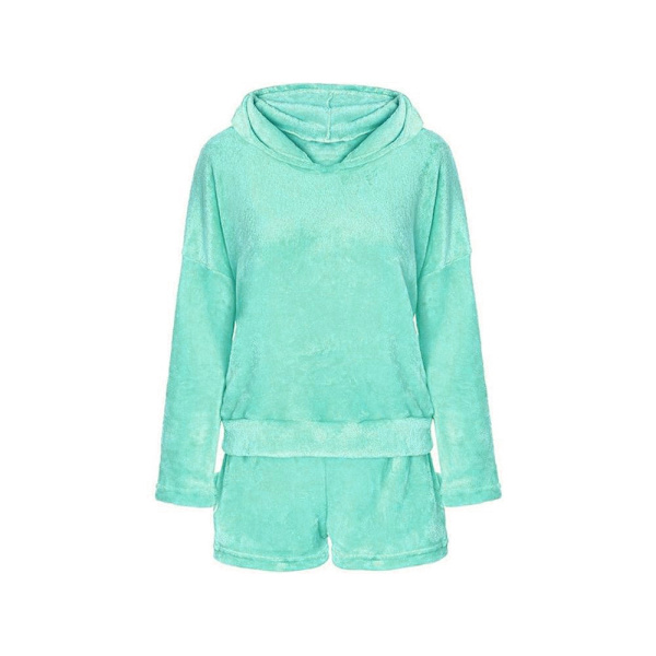 Pyjamasset dam 2-delar bomull M blå, långärmad tröja + shorts
