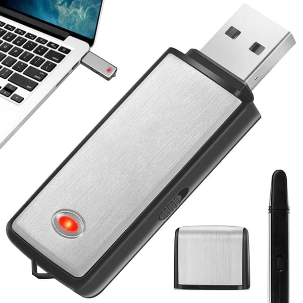 Mini diktafon USB-drev 8 GB stemmeoptager WAV sølv 6,5 cm