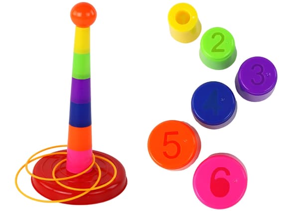Ringkastspil Toss to the Target sæt med 6 kopper og 4 ringe