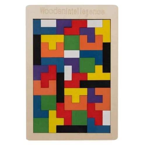 Puupalapeli logiikkapeli 40 osaa alustalla 27x18 cm monivärinen