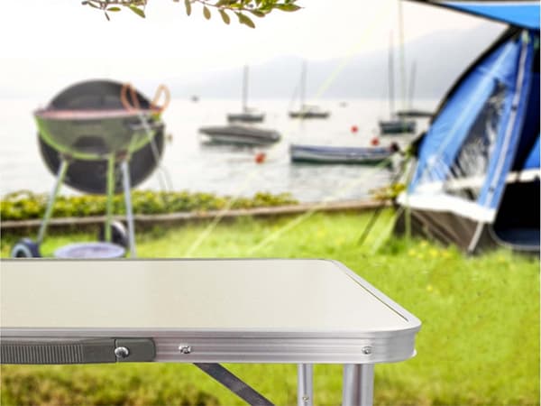 Sammenklappeligt campingbord 180x60 cm justerbar höjd creme