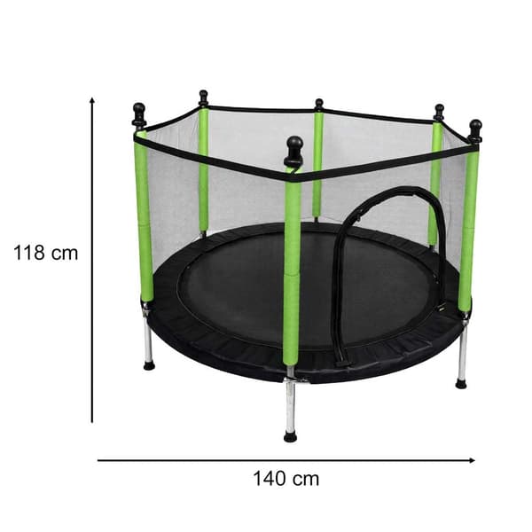 Trampolin til børn 140 cm med sikkerhedsnet, 10 bolde, 150 kg