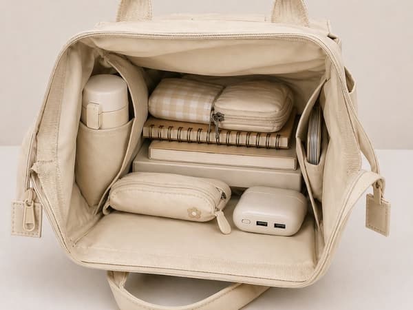 City-rygsæk dame A4 28x41x21 cm polyester creme