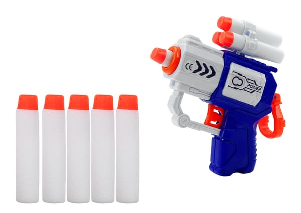 Blødt dartpistol-sæt med astronautfigurer og 5 bløde dartpile