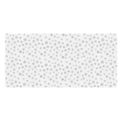 Juledug 140x260 cm hvid/sølv snefnug polyester vaskbar