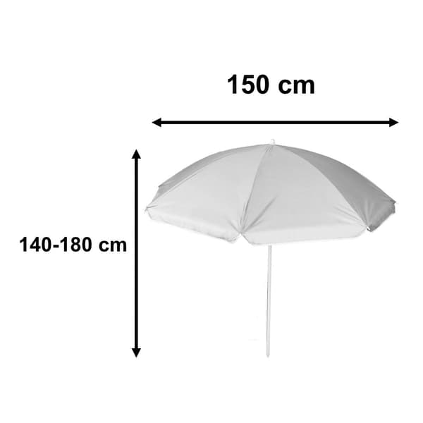 Haveparasol 150 cm UPF 50+ sølvbelagt inderside sammenklappelig Grey