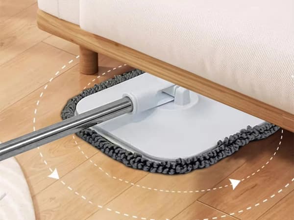 360° roterende moppe med spand, teleskopskaft 130 cm, 2 mikrofiberklude