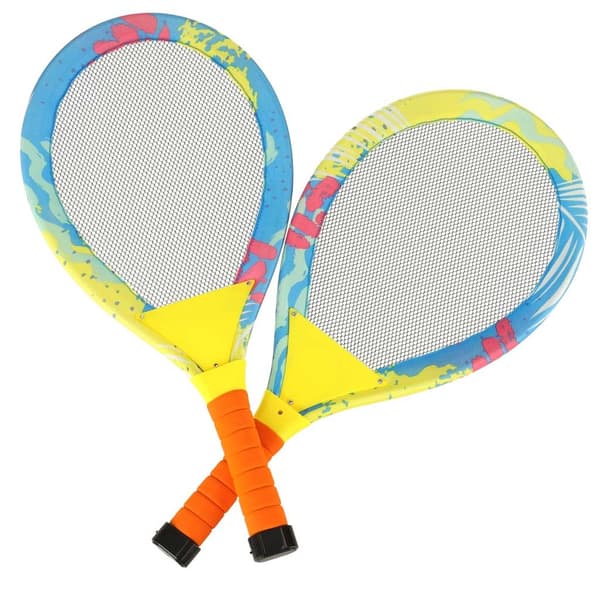 LED-belyste badmintonketcher sæt 2-pak med 2 shuttles inkl. batterier