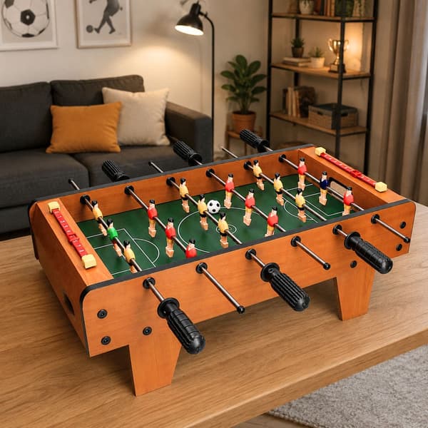 Mini bordfodboldspil 50x25 cm MDF med scoretavler, 2 bolde