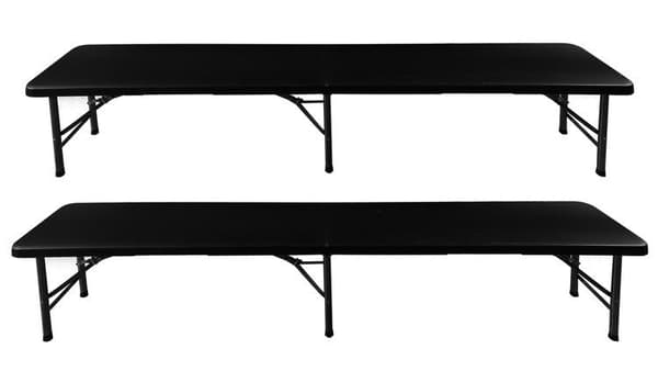Fällbart trädgårdsbord med 2 bänkar 180 cm HDPE stålram