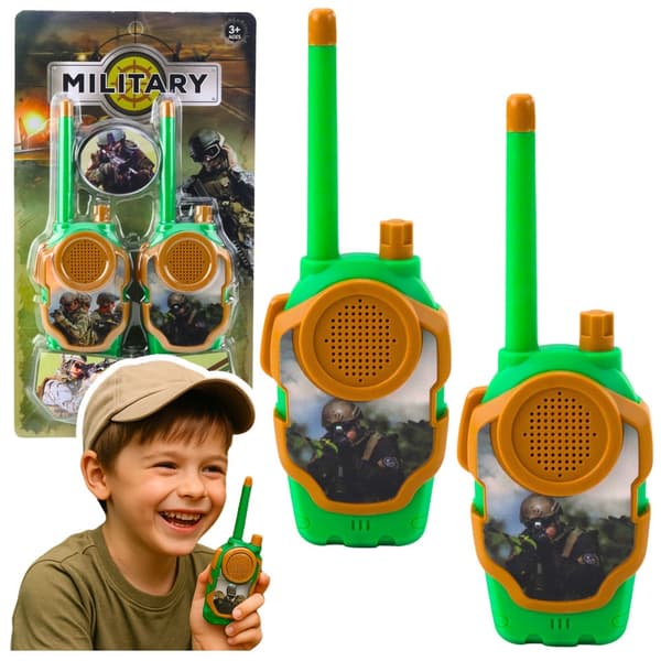 Walkie-talkies för barn 2-pack militärdesign räckvidd ca 10 m