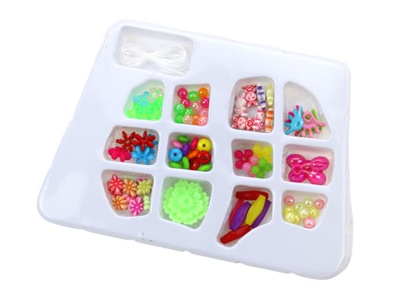 Perlesæt plastperler til smykkefremstilling med snor, 3+ år