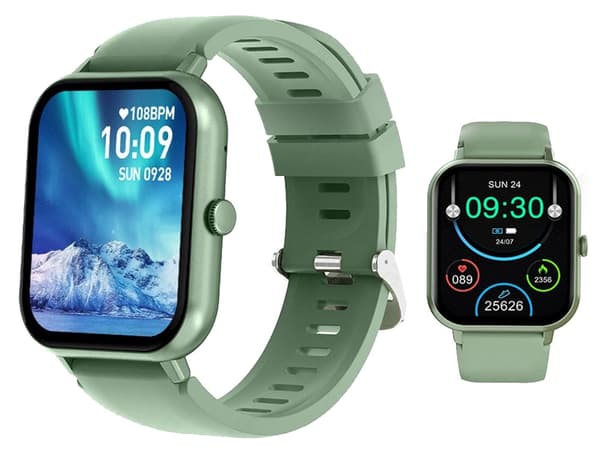 Smartwatch med Bluetooth-opkald grøn silikonerem 5–7 dage