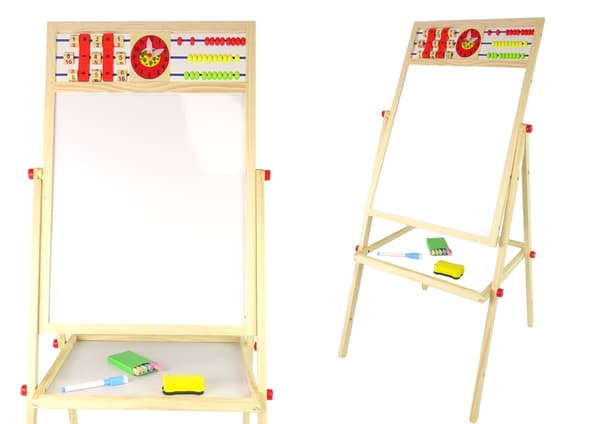 Tegne- og skrivebræt i træ 2-i-1 sort tavle/magnetisk whiteboard 101 cm