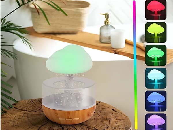 Luftfugter skyformet 200 ml med aromaterapi RGB LED genopladelig