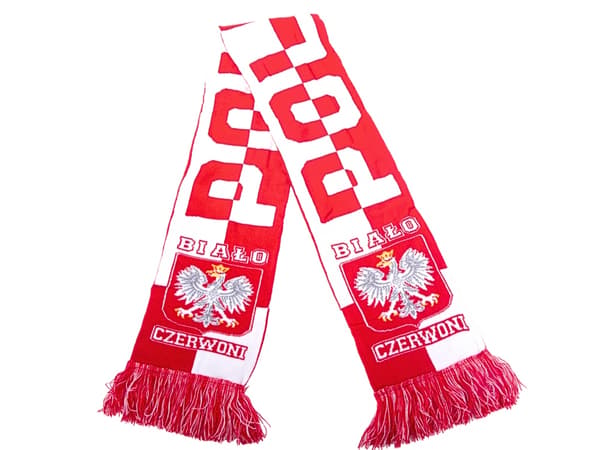 Supporterscarf fodbold Polska hvid/rød 150x18 cm polyester
