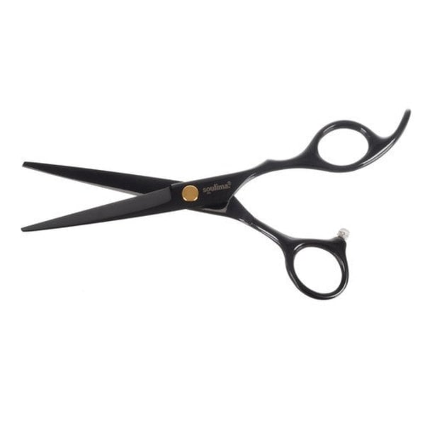 Frisørsaks ergonomisk højrehåndet 17 cm sort rustfrit stål