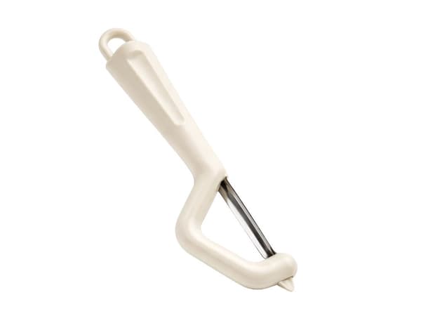 Frugt- og grøntsagsskræller dobbeltblad, rustfrit stål, beige 8,5 cm